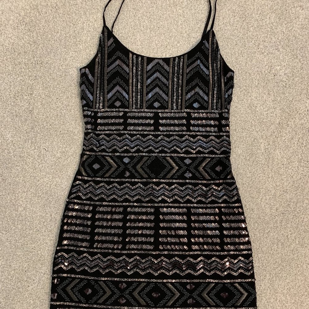Express Beaded Sequin Mini Dress